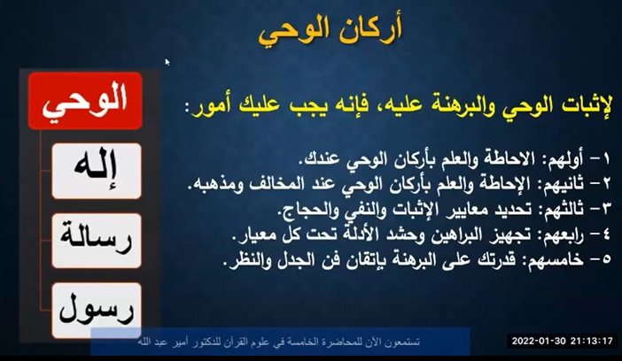 المحاضرة الخامسة في علوم القرآن ووثاقة النقل للدكتور أمير عبد الله